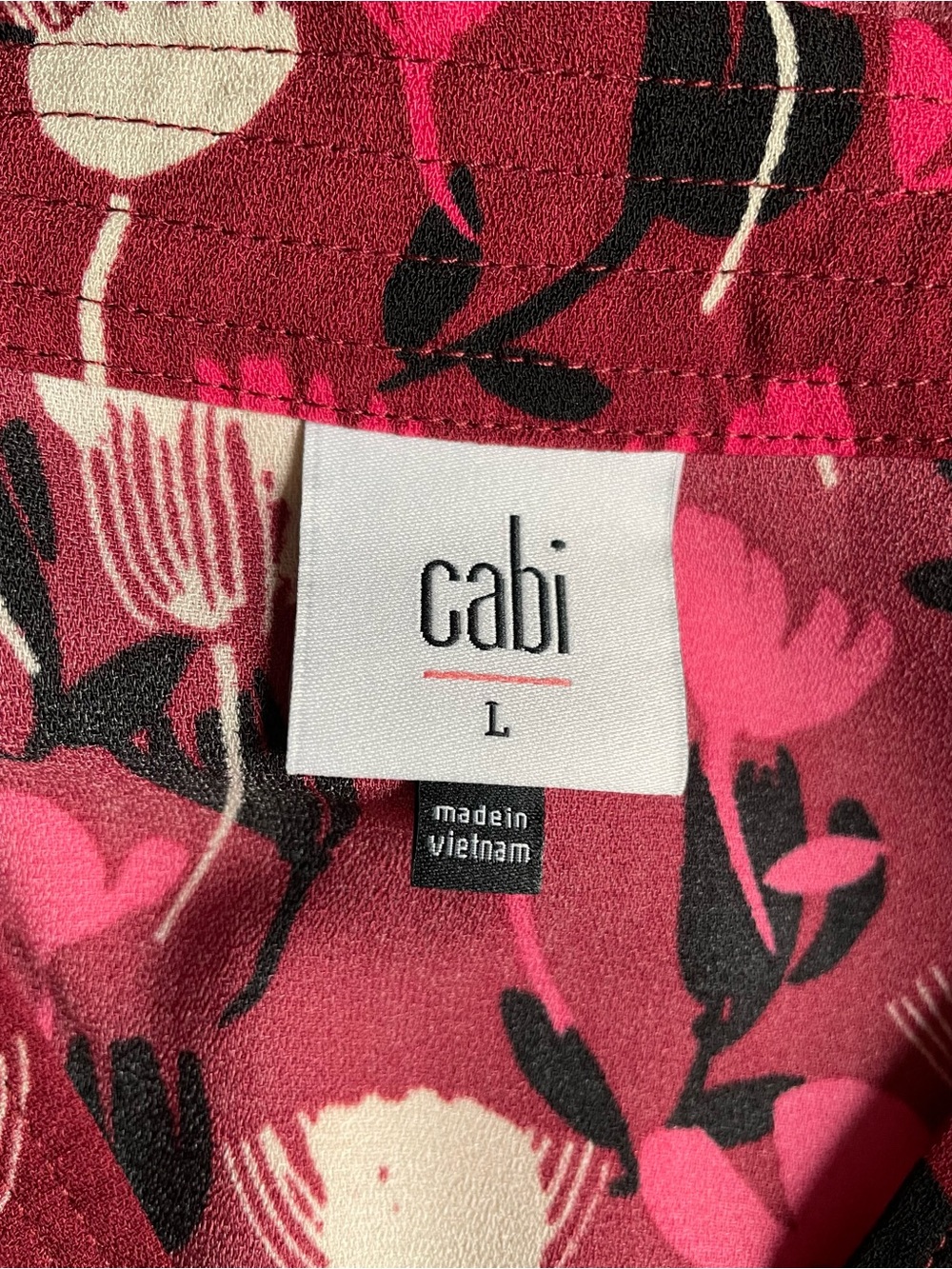 CAbi Burgundy Floral Smocked-Waist Blouse - Picture 6 of 7